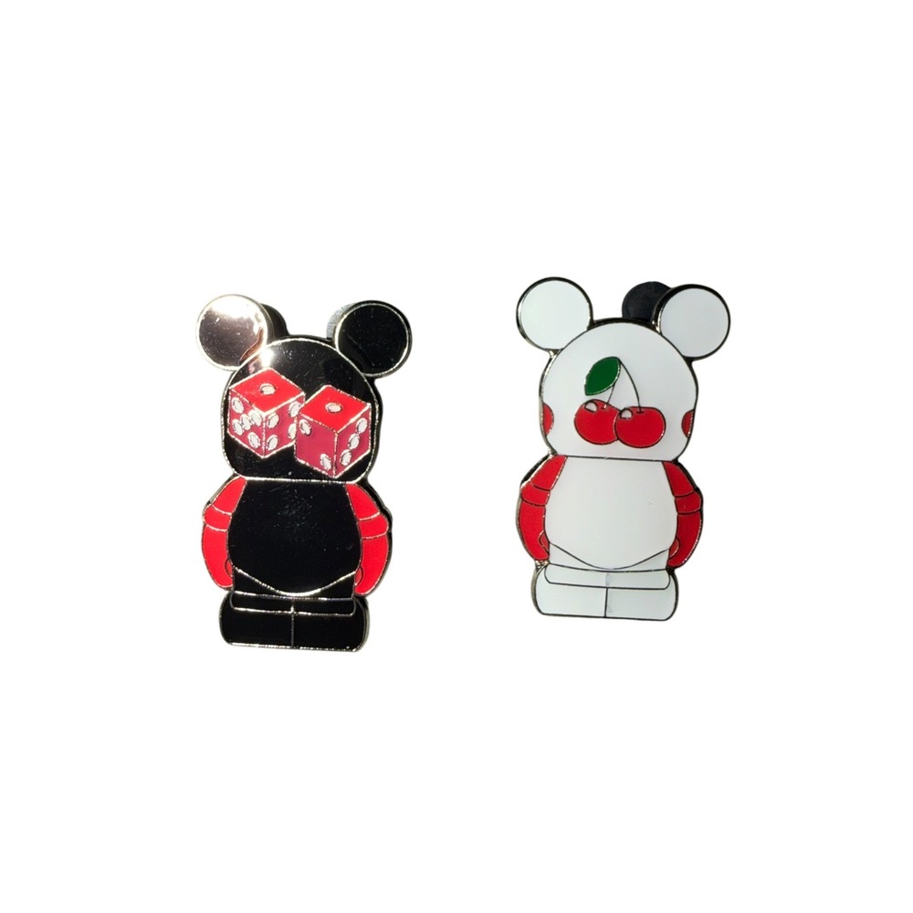 Disney Vinylmation Mickey Mouse Pin Set Dice‎ and Cherries Enamel Pins 2pc